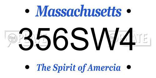 356SW4 Massachusetts License Plate