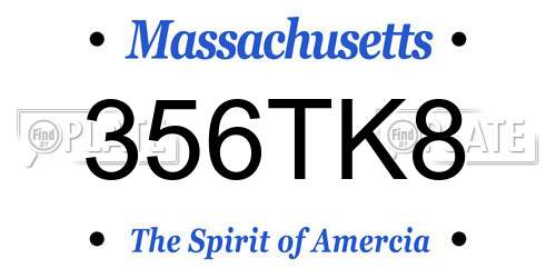 356TK8 Massachusetts License Plate