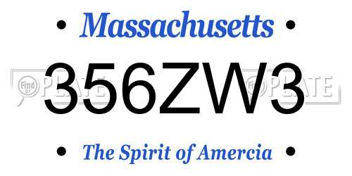 356ZW3 Massachusetts License Plate