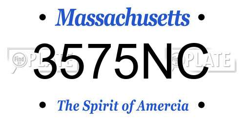 3575NC Massachusetts License Plate