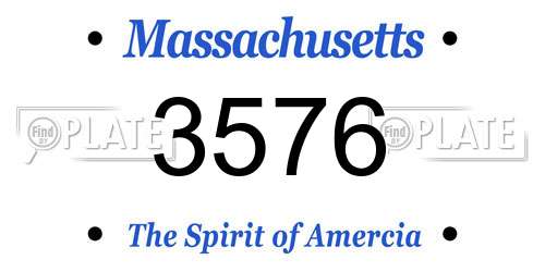 3576 Massachusetts License Plate
