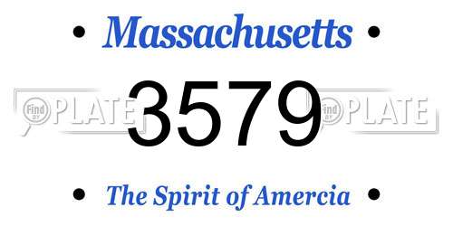3579 Massachusetts License Plate