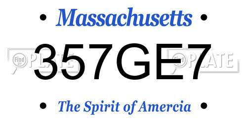 357GE7 Massachusetts License Plate