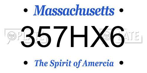 357HX6 Massachusetts License Plate