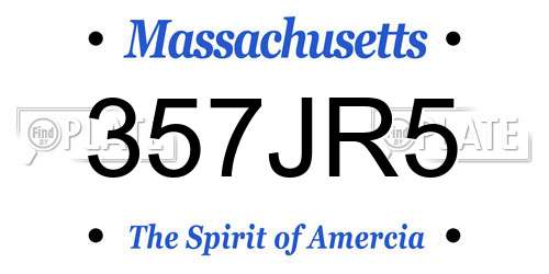 357JR5 Massachusetts License Plate