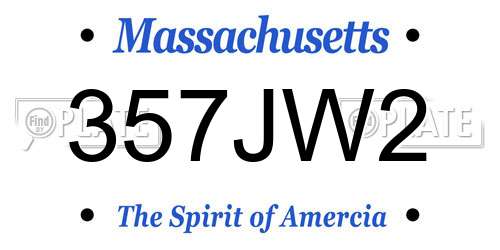 357JW2 Massachusetts License Plate
