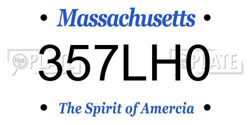 357LH0 Massachusetts License Plate