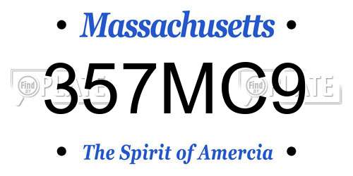 357MC9 Massachusetts License Plate