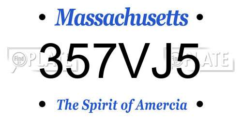 357VJ5 Massachusetts License Plate