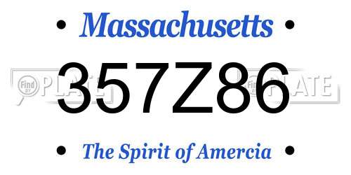 357Z86 Massachusetts License Plate