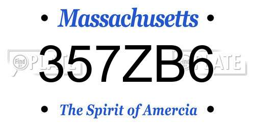 357ZB6 Massachusetts License Plate