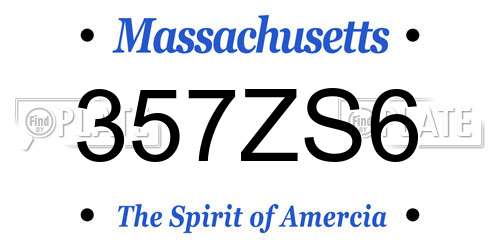 357ZS6 Massachusetts License Plate
