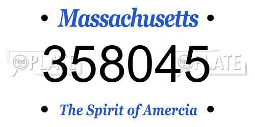 358045 Massachusetts License Plate