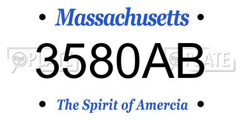3580AB Massachusetts License Plate