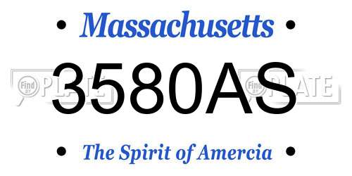 3580AS Massachusetts License Plate