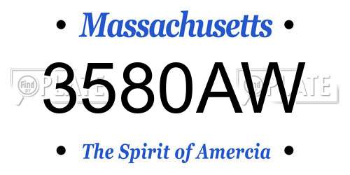 3580AW Massachusetts License Plate