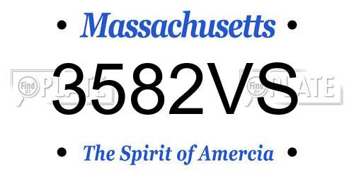 3582VS Massachusetts License Plate
