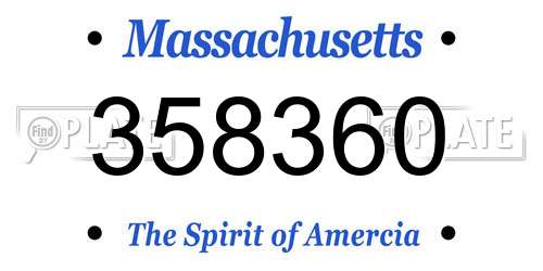 358360 Massachusetts License Plate