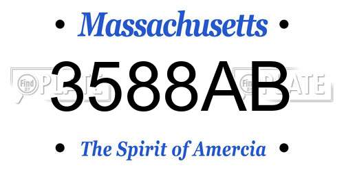 3588AB Massachusetts License Plate