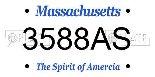 3588AS Massachusetts License Plate