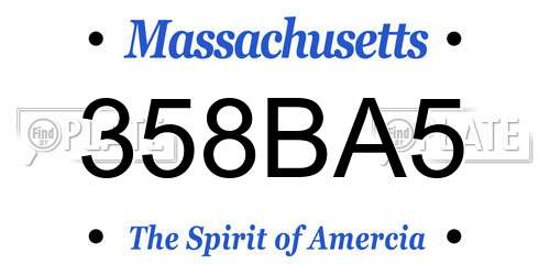 358BA5 Massachusetts License Plate
