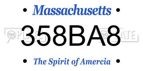 358BA8 Massachusetts License Plate