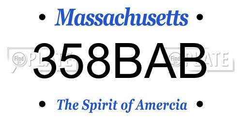358BAB Massachusetts License Plate