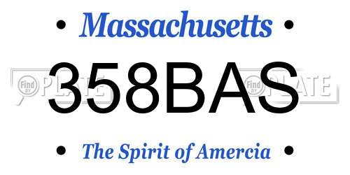 358BAS Massachusetts License Plate