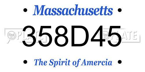 358D45 Massachusetts License Plate