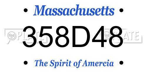 358D48 Massachusetts License Plate