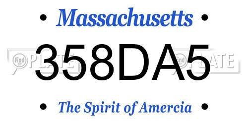 358DA5 Massachusetts License Plate