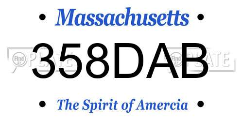 358DAB Massachusetts License Plate