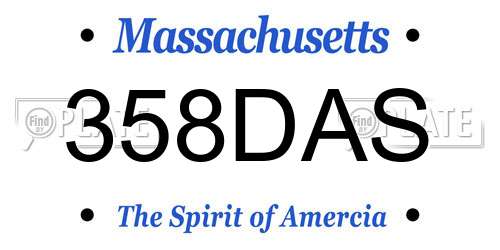 358DAS Massachusetts License Plate
