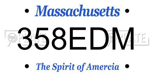 358EDM Massachusetts License Plate