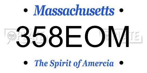 358EOM Massachusetts License Plate