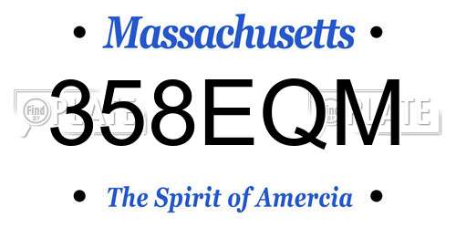 358EQM Massachusetts License Plate