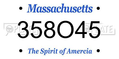 358O45 Massachusetts License Plate