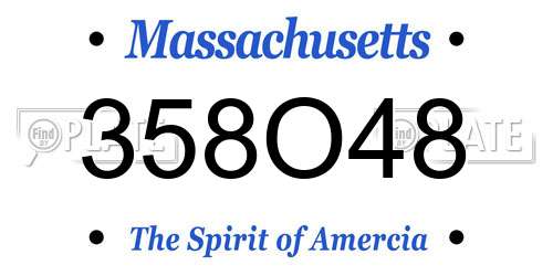 358O48 Massachusetts License Plate