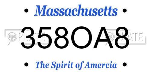 358OA8 Massachusetts License Plate