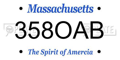 358OAB Massachusetts License Plate