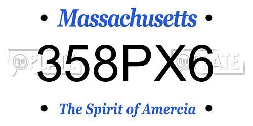 358PX6 Massachusetts License Plate