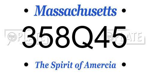 358Q45 Massachusetts License Plate