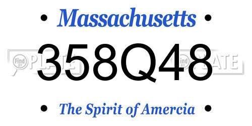 358Q48 Massachusetts License Plate
