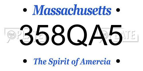 358QA5 Massachusetts License Plate