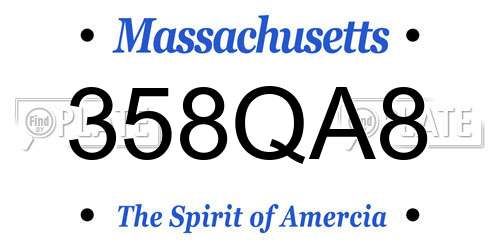358QA8 Massachusetts License Plate