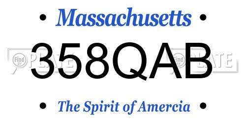 358QAB Massachusetts License Plate