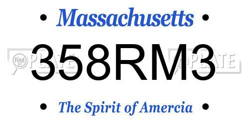 358RM3 Massachusetts License Plate