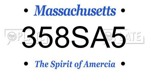 358SA5 Massachusetts License Plate