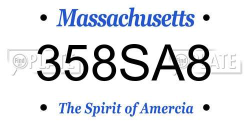 358SA8 Massachusetts License Plate