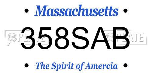 358SAB Massachusetts License Plate